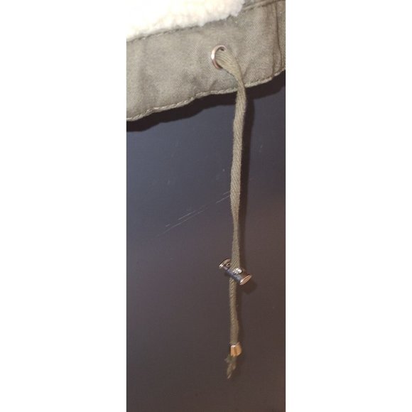 Venus Women's Hooded Winter Coat Sz 6 red Faux fur green military style Full zip - Picture 7 of 9